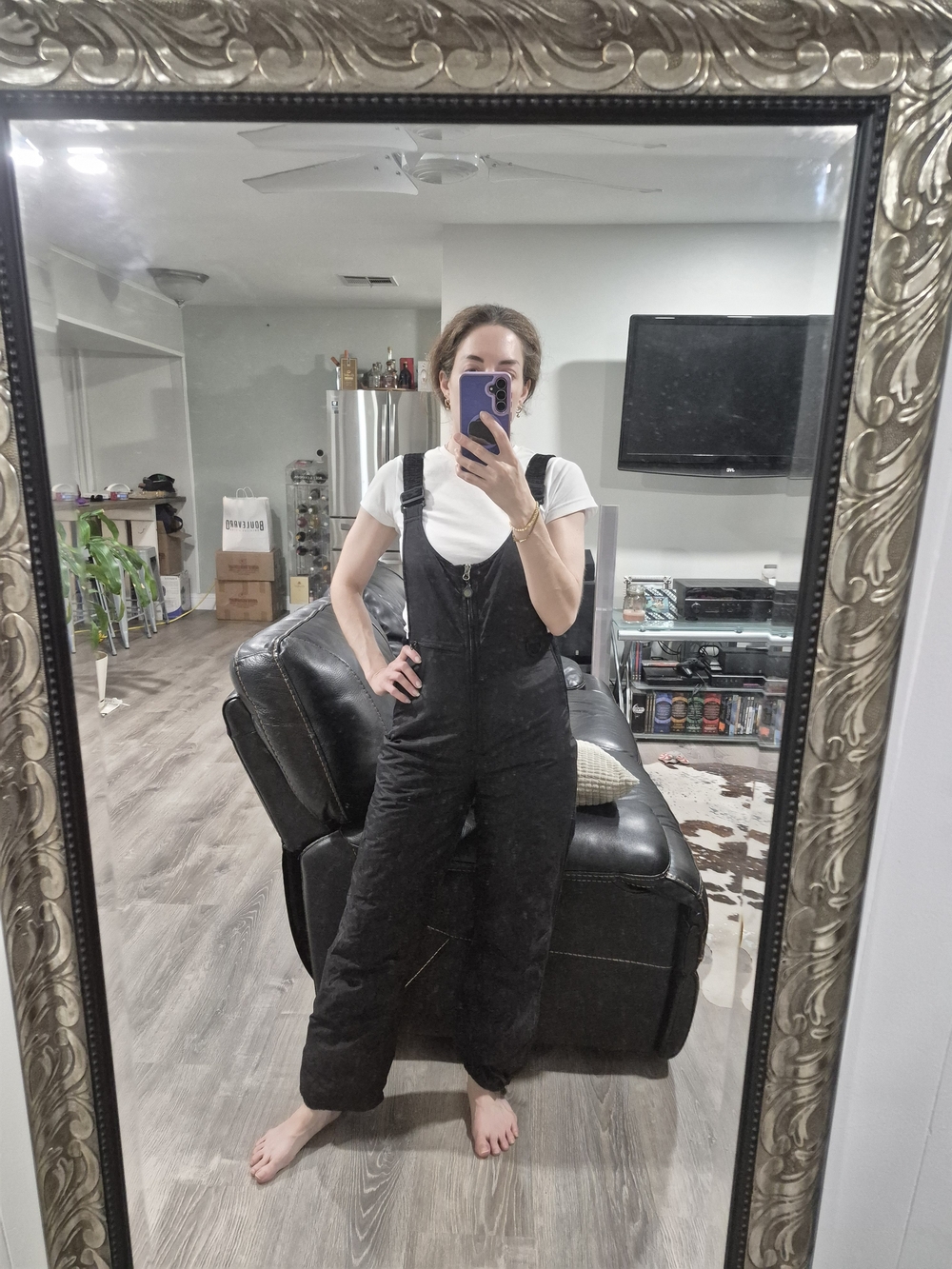 Rawik Black Women's Denim Overalls with Front Zip